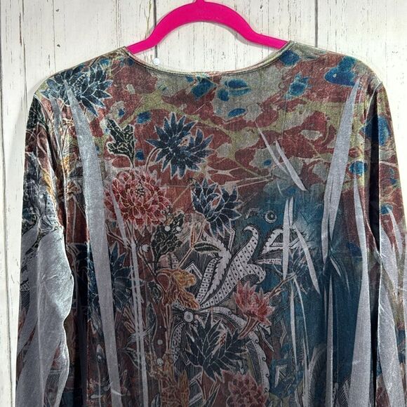 Susan Lawrence Woman Velvet Burnout Floral Top 1X Romantic Boho Evening Blouse - Picture 11 of 14